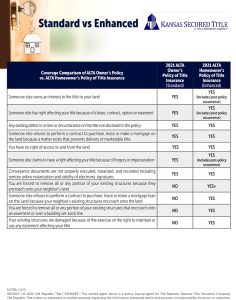 Standard vs Enhanced ALTA Policy